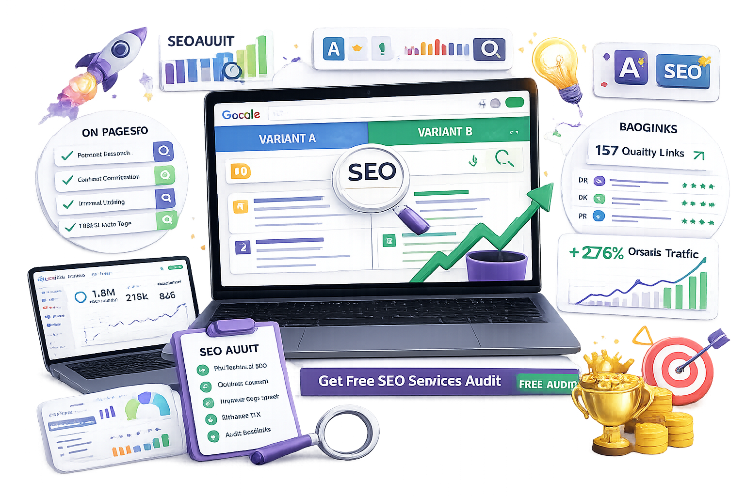 Search Engine Optimization (SEO) Services strategy illustration